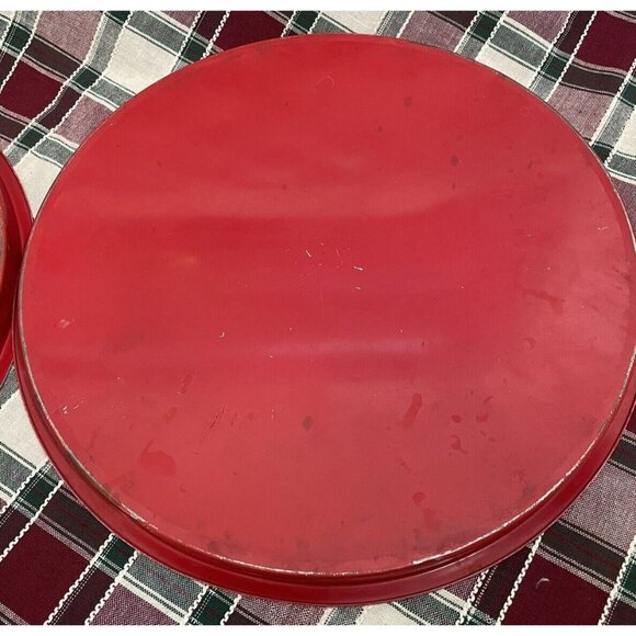 2 Vintage Tin Serving Trays With Amish Horse & Buggy Design Pennsylvania Dutch - Picture 10 of 11